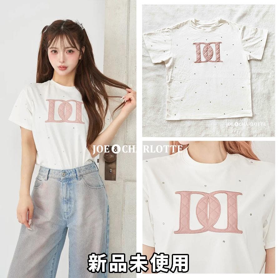 ダーリッチ darich キルティングアップリケビジューTシャツ ホワイト