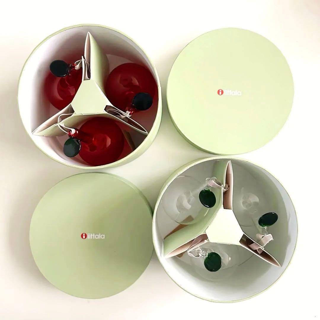 新品 イッタラ ガラス オーナメント りんご アップル 赤 クリア