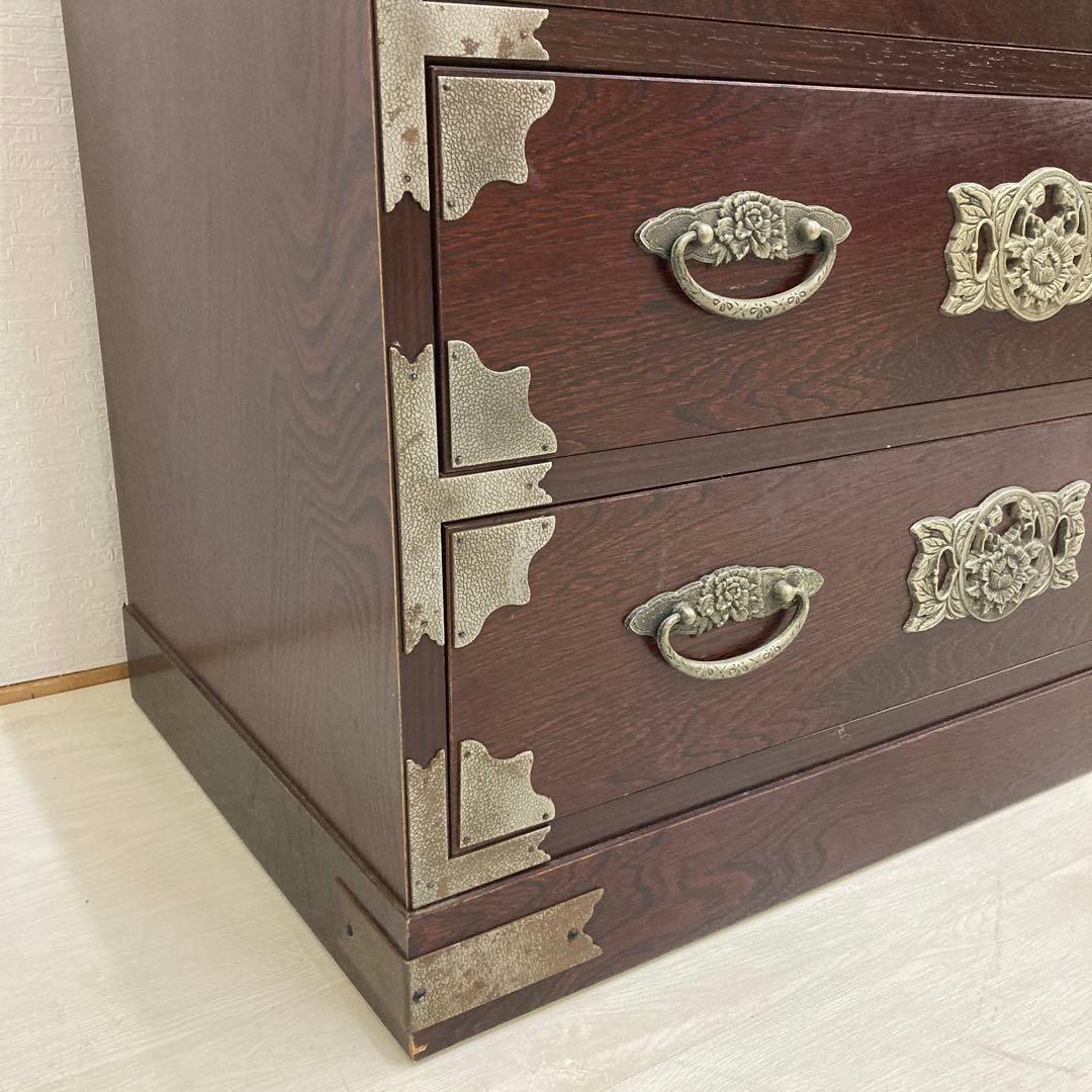 民芸調　4段チェスト　箪笥　タンス　ミドルチェスト　古民家　時代風