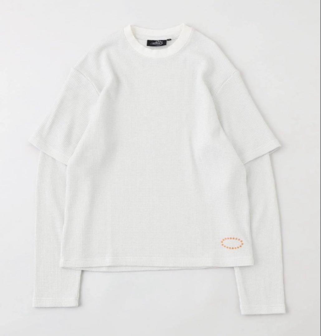 AFB サーマルロンティー ホワイト リブ編み 長袖カットソー