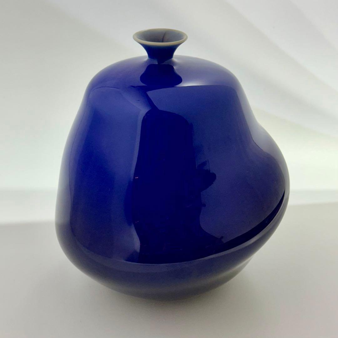 人間国宝 徳田八十吉 深厚耀彩 ひねり壺 金銘 共箱 共布 栞付