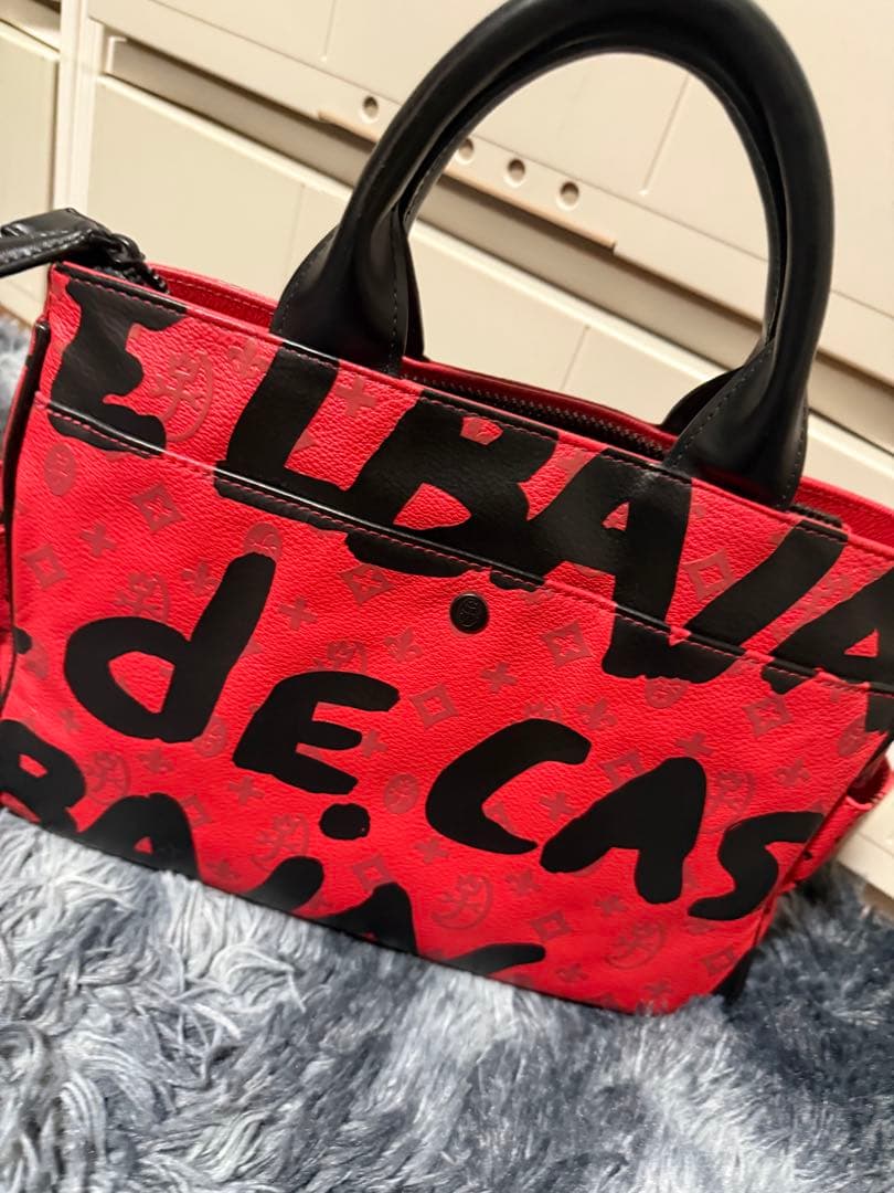 CASTELBAJAC本革 レッド ロゴ入り トートバッグ