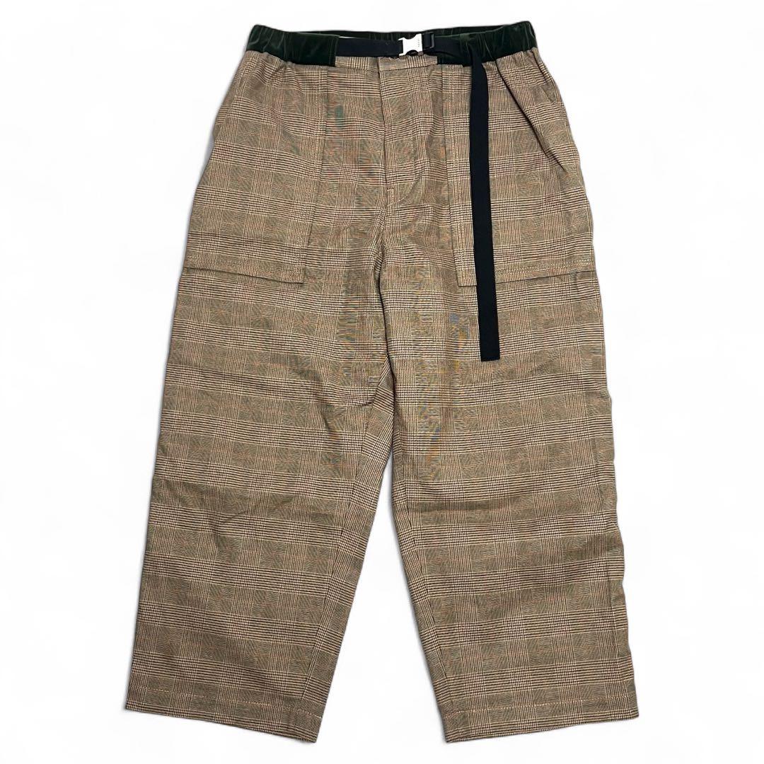 【美品】サカイ　sacai　アジャストバックルボトムス　チェック　ブラウン　3