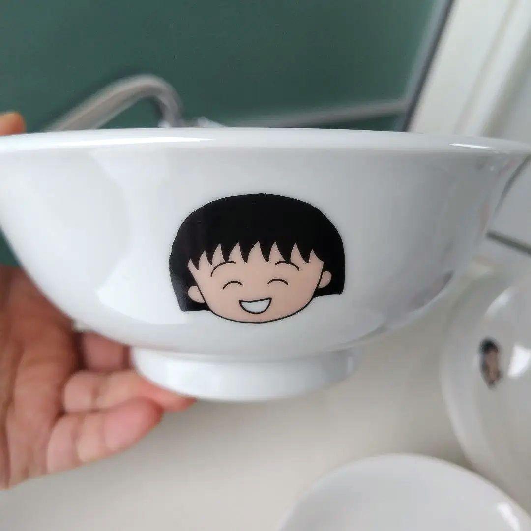 未使用極美品！1990年製 ちびまる子ちゃん 陶器製食器 レトロ 4点セット