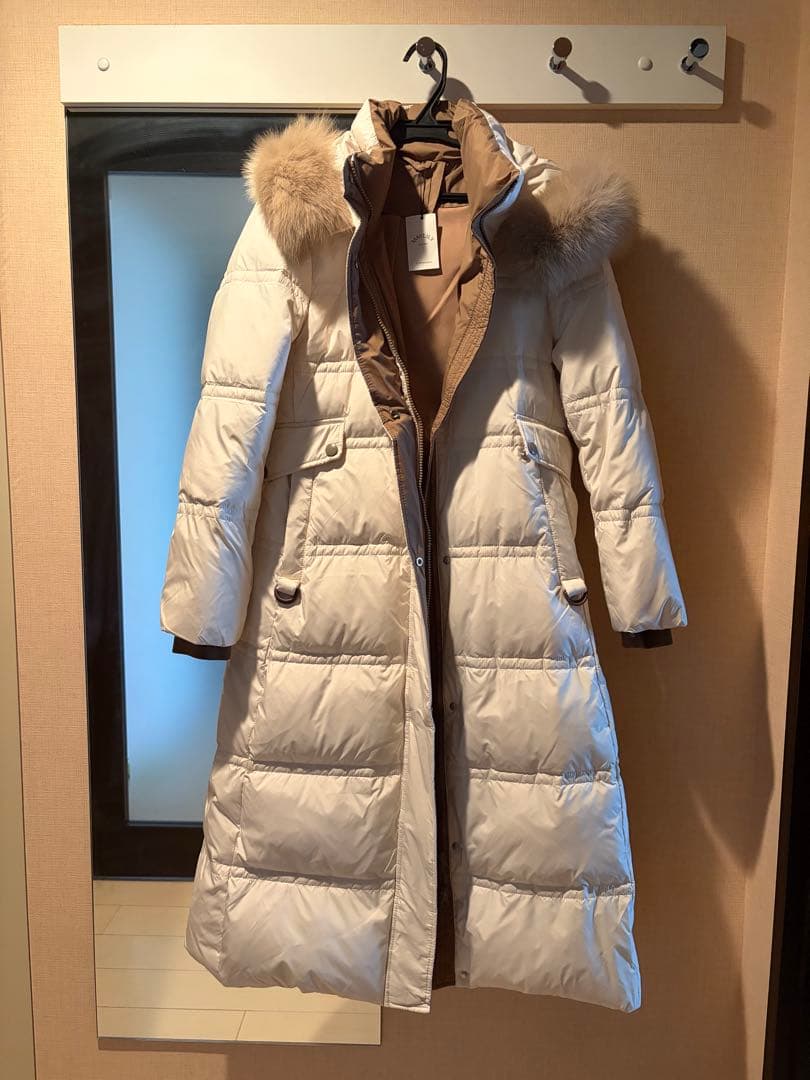 ファー付きロングダウンジャケット ホワイト