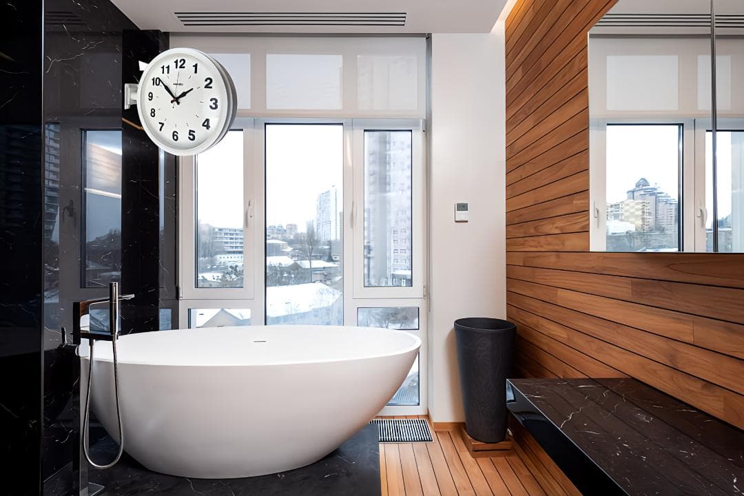 電波両面掛け時計ｍａｎｂｏ 両面掛時計 文字盤直径27CM 2kg （ホワイト)