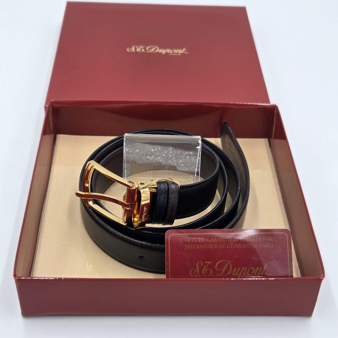【美品】 エスティーデュポン S.T.DUPONT レザーベルト ブラック