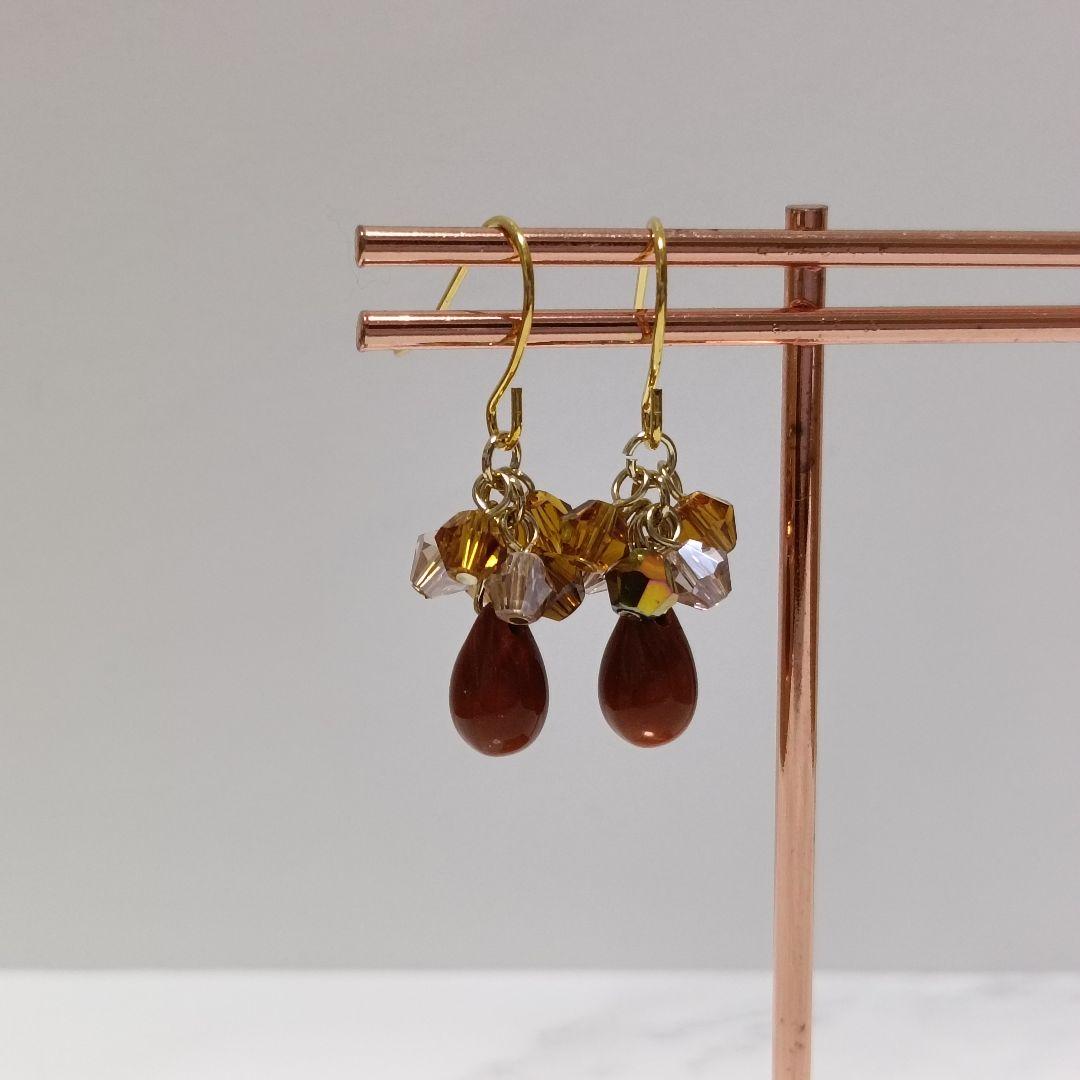 No.452 チェコドロップビーズのピアス ハンドメイド
