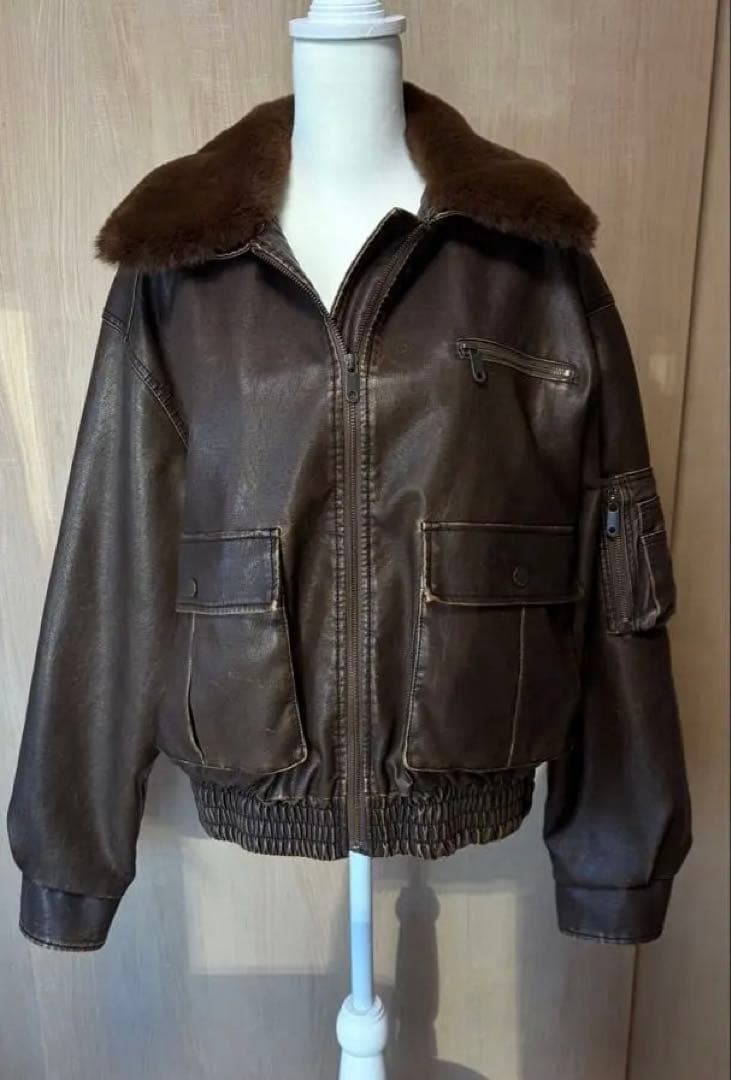 coco SLY ブラウンレザージャケット ファー付き