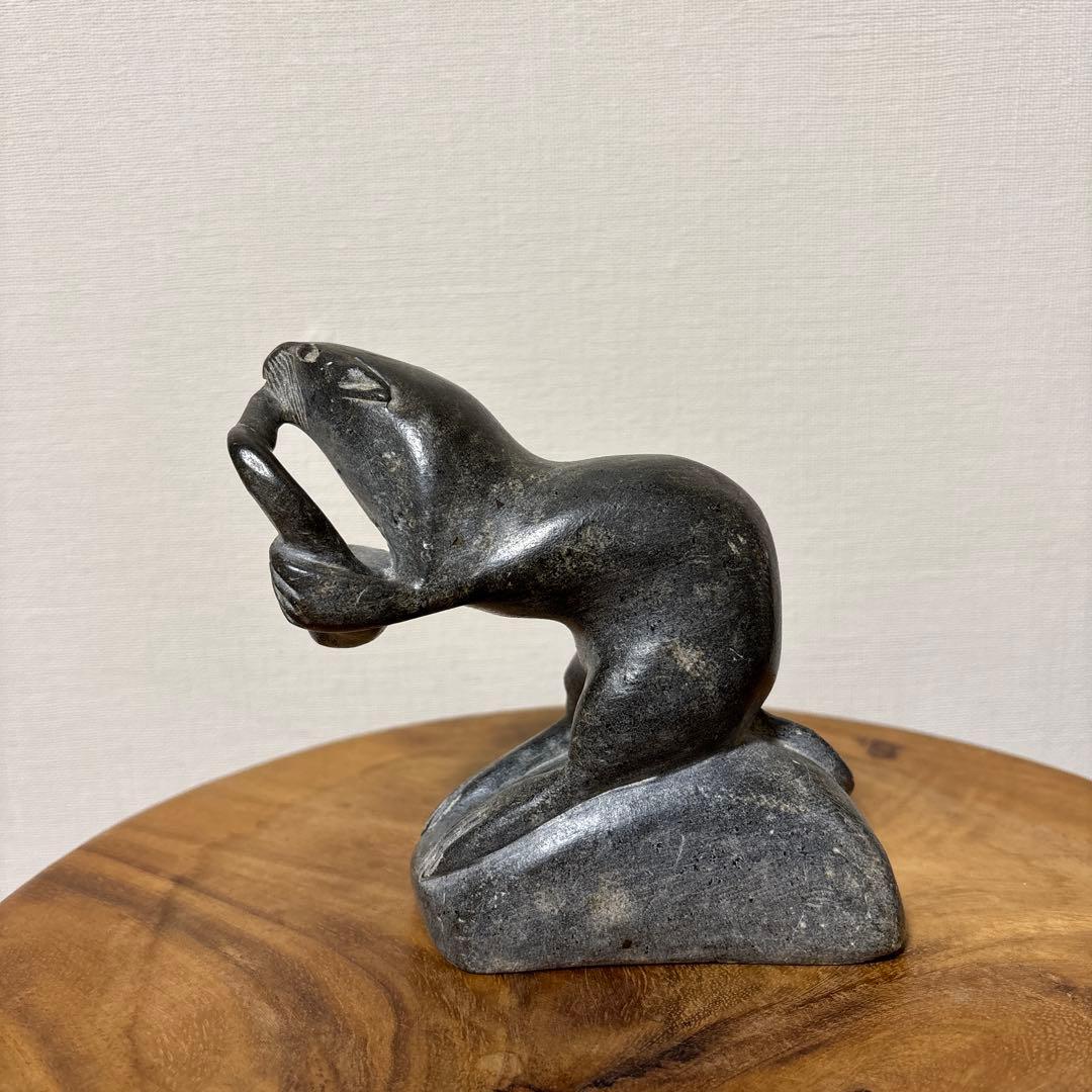 ヴィンテージ 石製 ストーン エスキモー アート インテリア オブジェ 置物