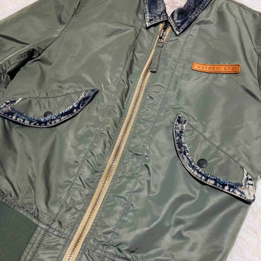 AVIREX フライトジャケット　L-2B デニム　ドッキング　カスタム