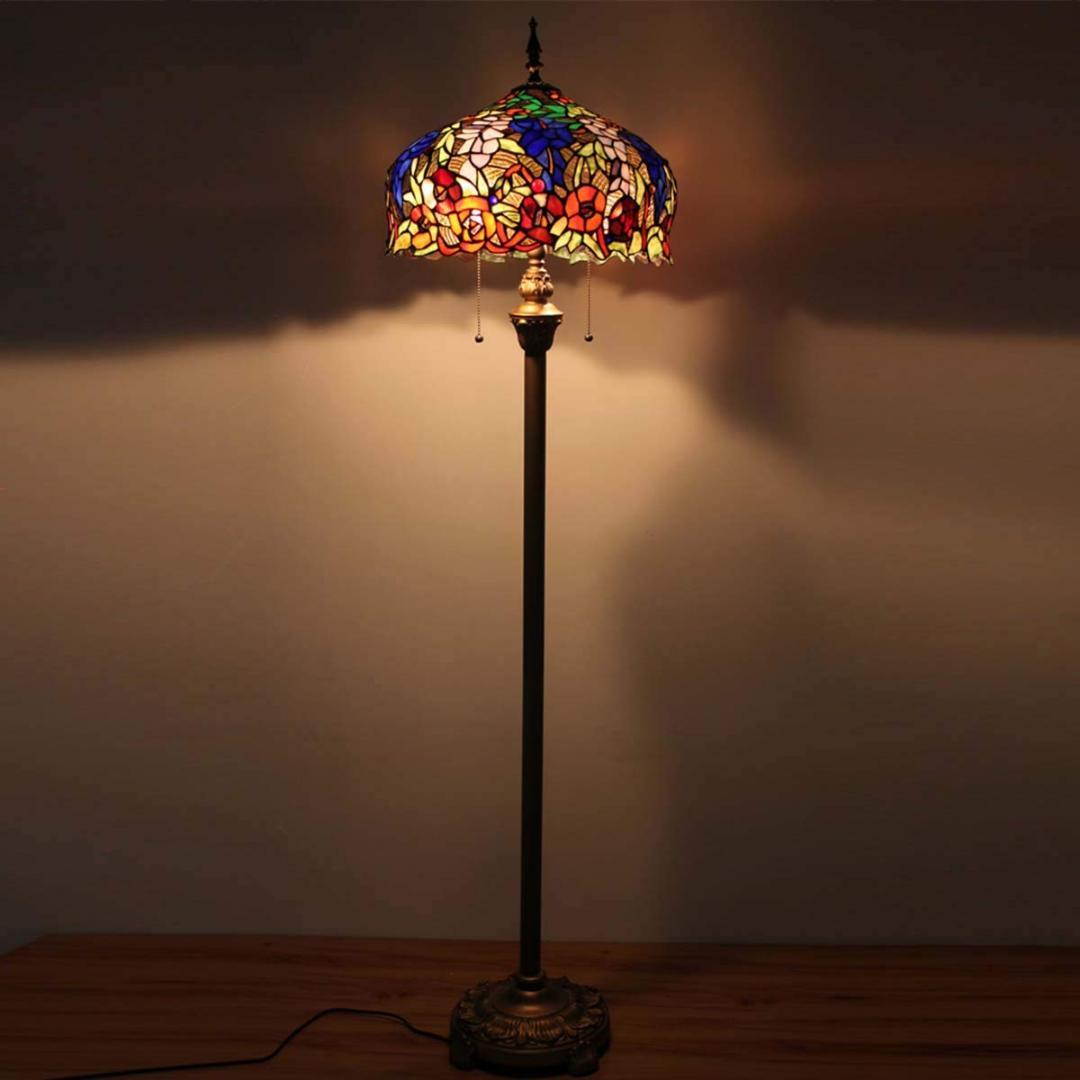 フロアライト 藤 アンティーク 薔薇 スタイル ステンドグラス