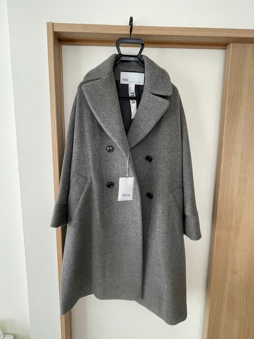 TICCA グレー ダブルブレスト ロングコート