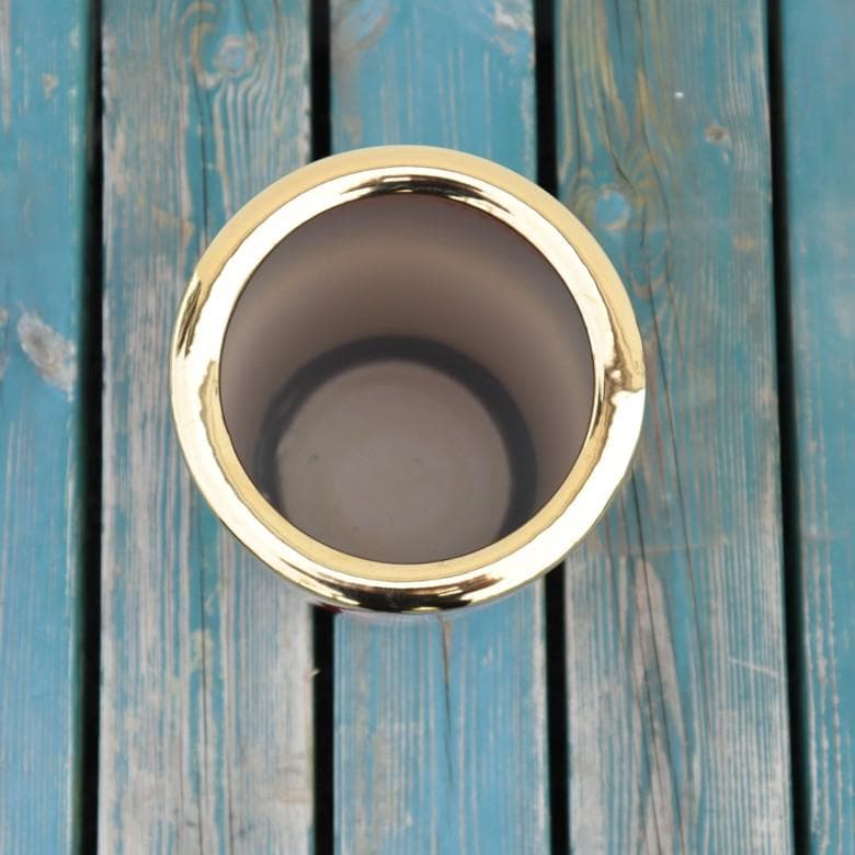 傘立て アンブレラスタンド 陶器製 オレンジ x ゴールド モダン アート