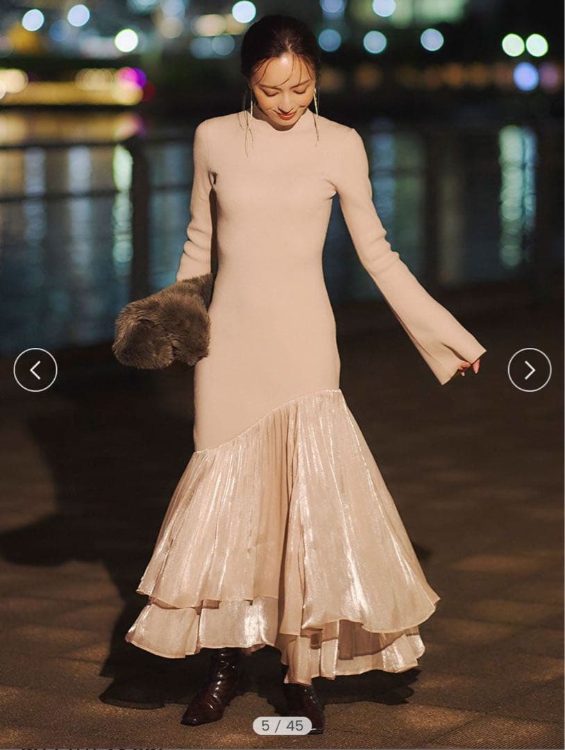 anuans ホリデー　ドッキングニットワンピース