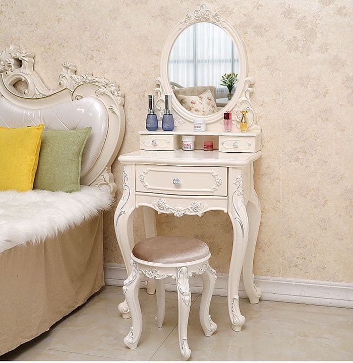 調節可LEDミラースツール シルバー ゴールド