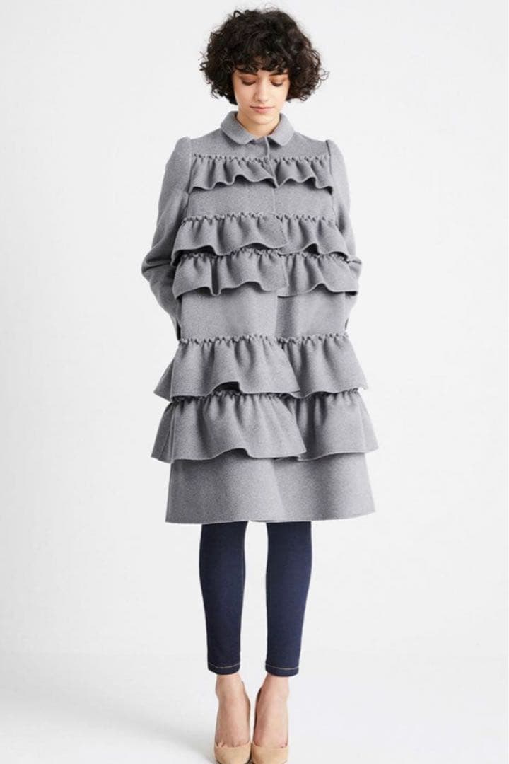 さ*ら様 BORDERS at BALCONY フリル　ラッフルコート　グレー