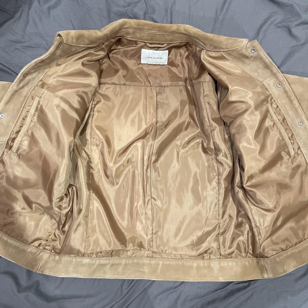 ナノユニバース スエード トラッカージャケット 山羊革 ゴートレザー 短丈