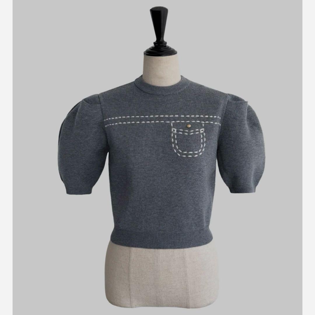 【超美品】half sleeve stitch knit tops シェリエ