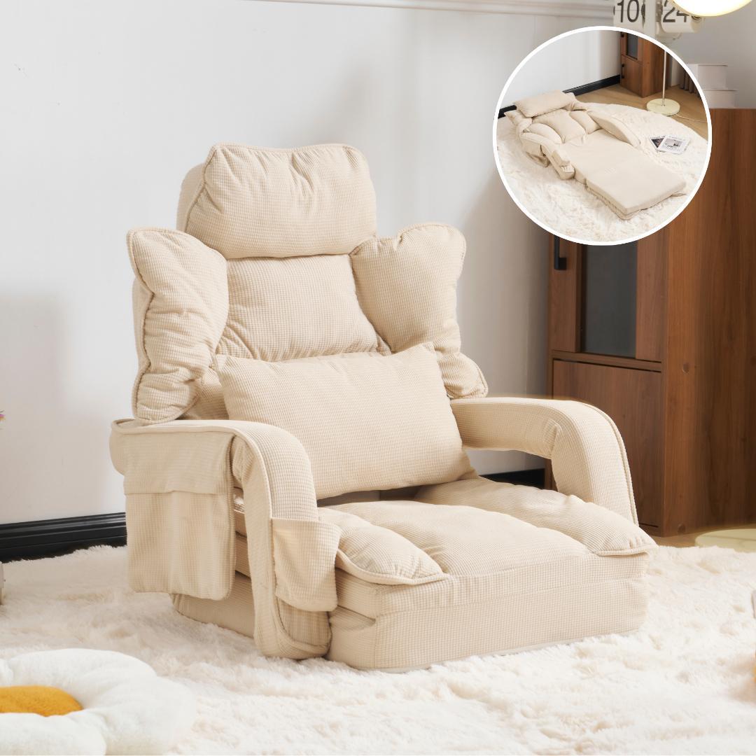 【新品】42段調整2WAY折りたたみソファベッド 収納付き