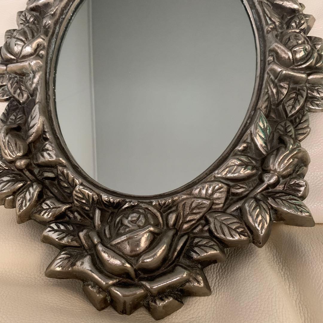 鏡 ウォールミラー 薔薇 アンティーク風