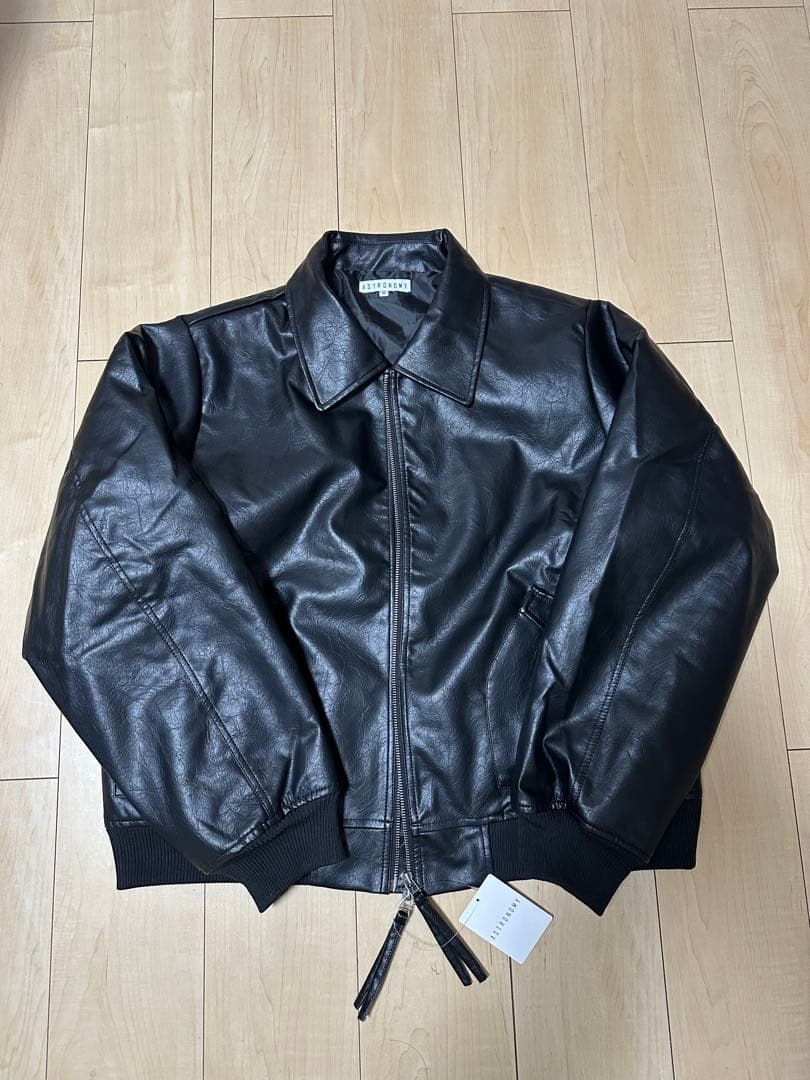 中綿入り　ヴィンテージPU合皮ショート丈ブルゾン