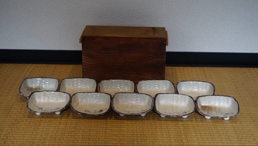 志野焼 箕形 向付 10客 箱付 懐石料理道具