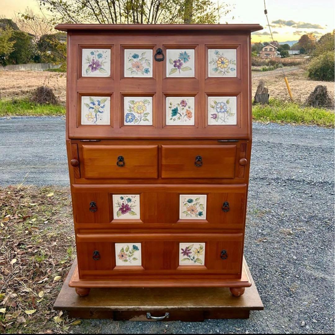 スペイン製 バレンシア パイン材 ライティングビューロー ライティングデスク