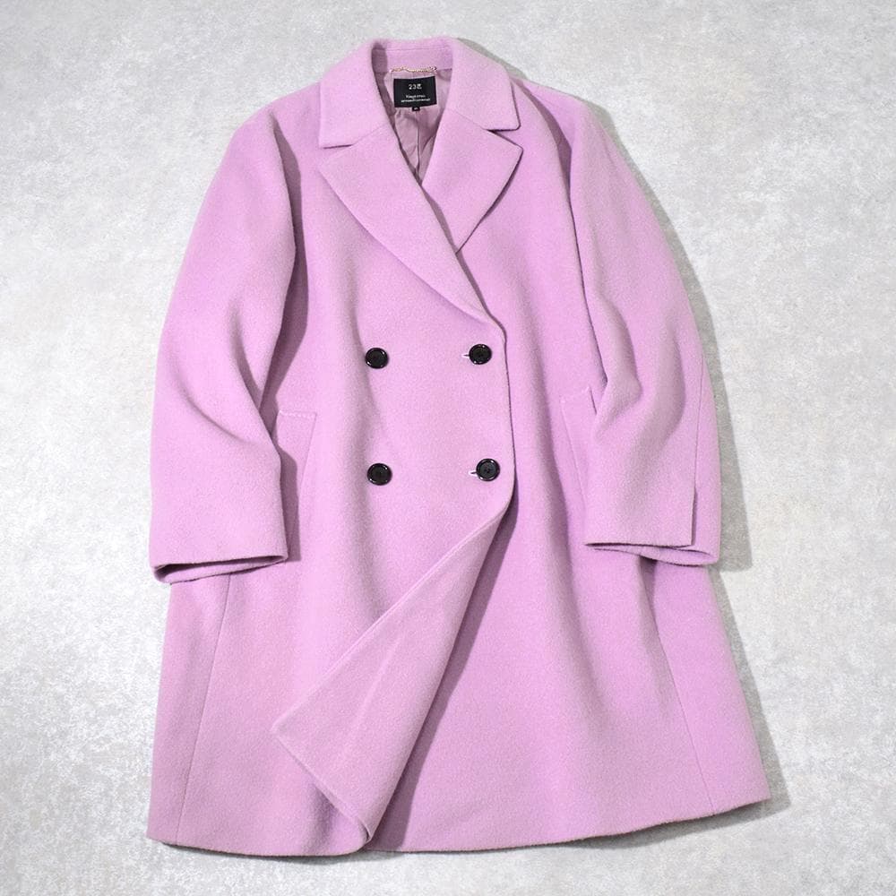 大きいサイズ 23区 ウール ビーバー チェスターコート 44 ピンク系