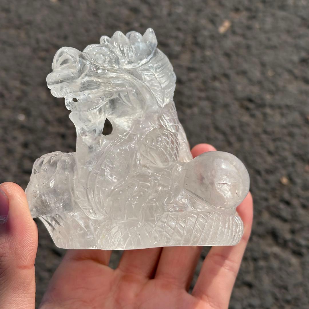 天然石水晶の龍　置物　ご購入前に在庫確認必要　G.219
