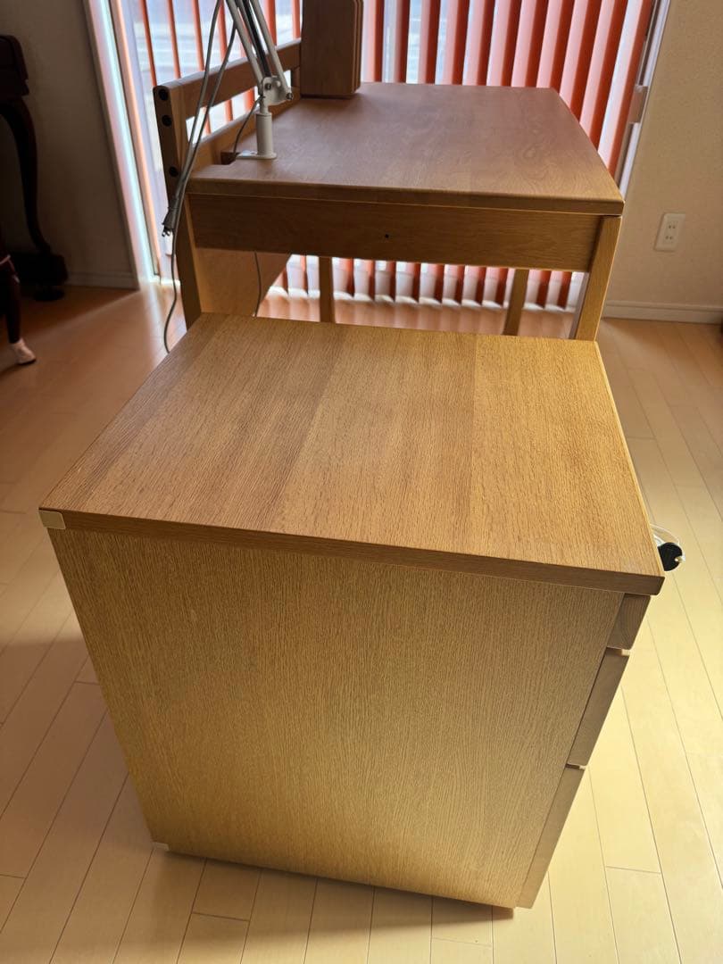 浜本工芸木製 二点セットデスク 引き出し付き もう一点送料の為、別つ販売