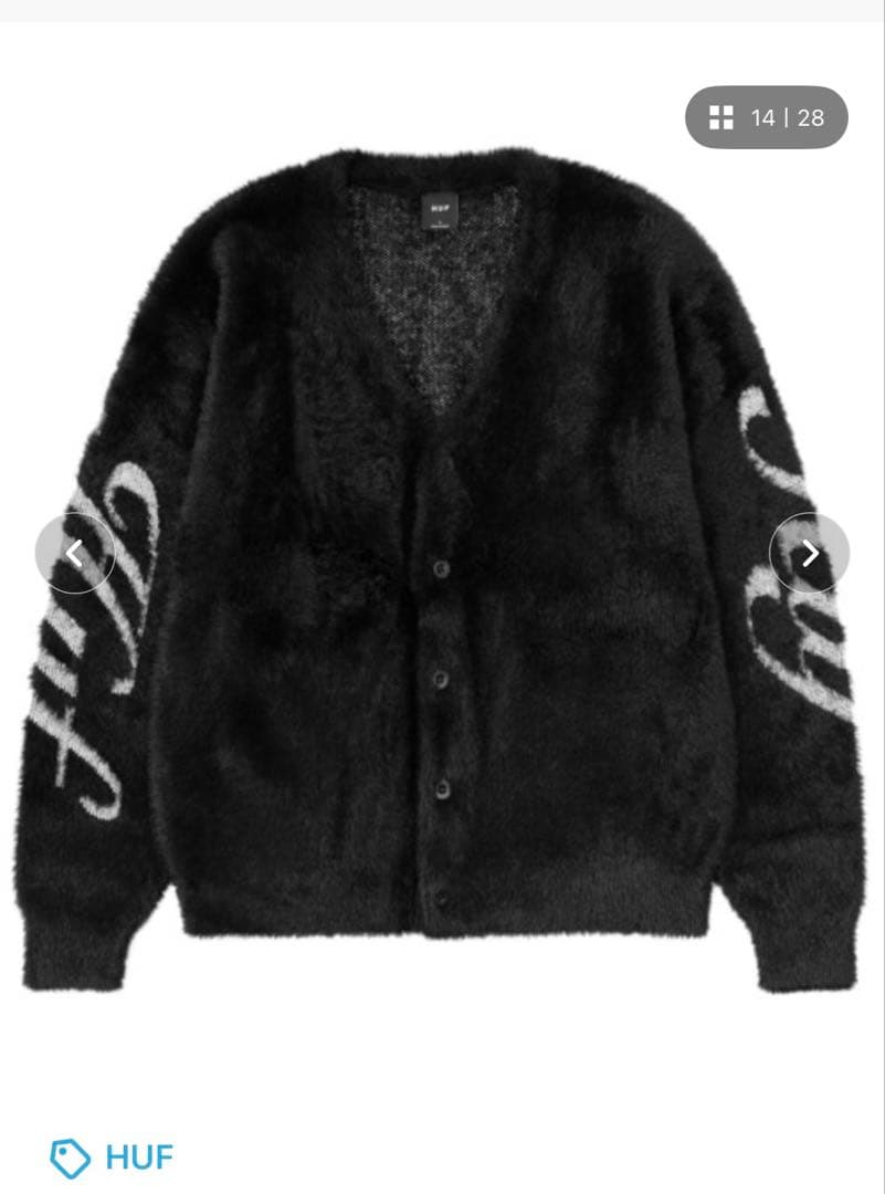 【美品】 HUF CROWN CARDIGAN ブラック