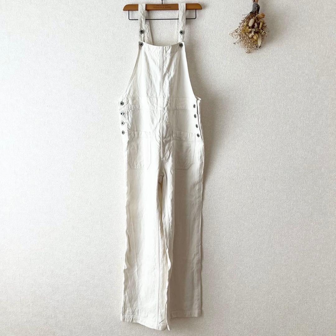 R&D.M.Co- リネンキャンバスファームパンツ オーバーオール ホワイト