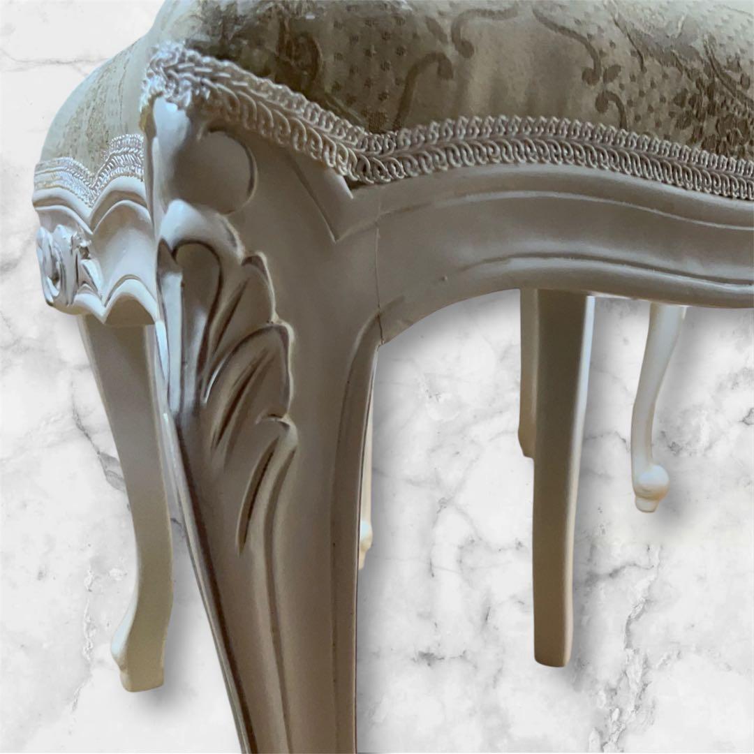 ダリア　バロックスタイル 猫脚　椅子　白　スツールセット