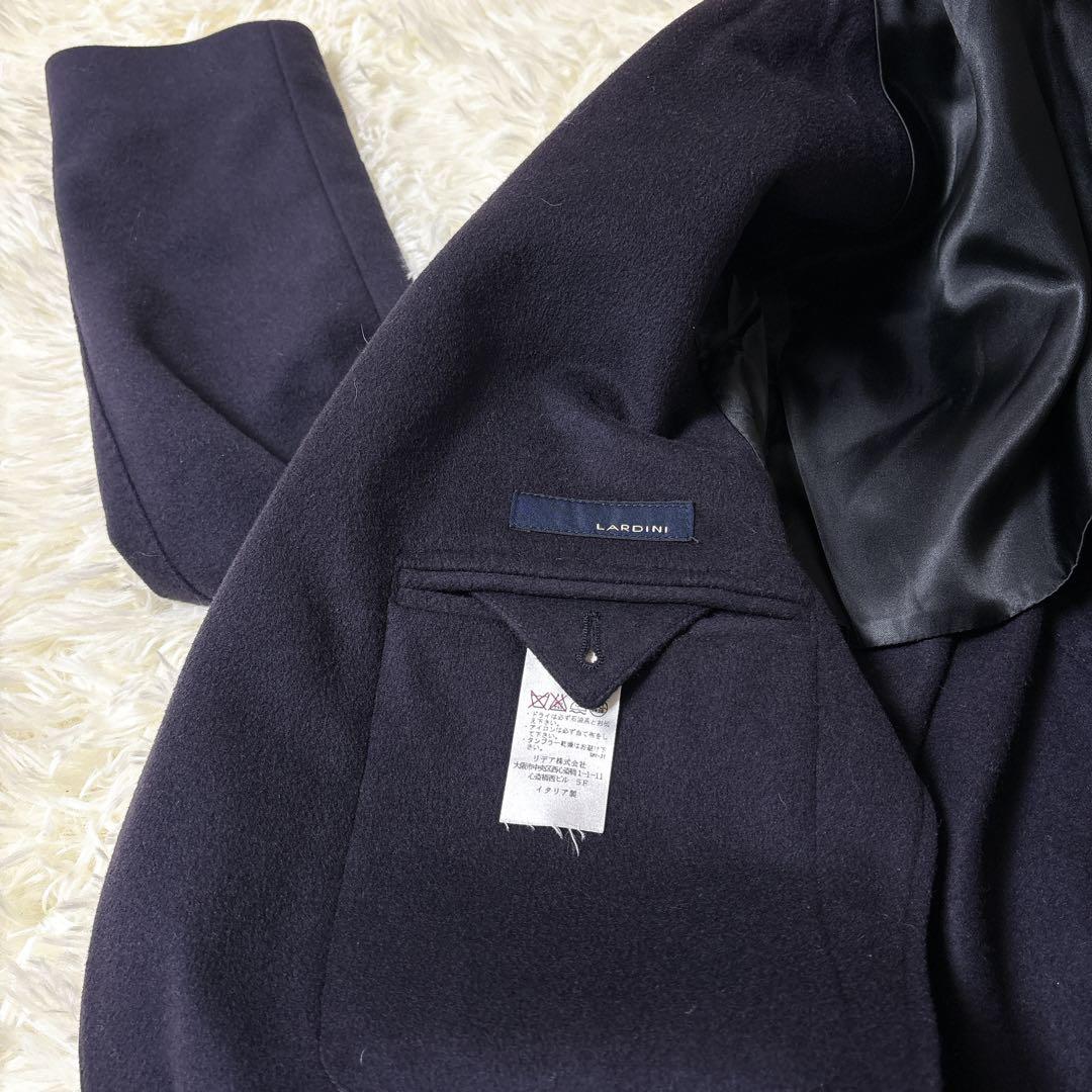 ラルディーニ カシミヤ ブートニエール付 チェスターコート ダークネイビー 44