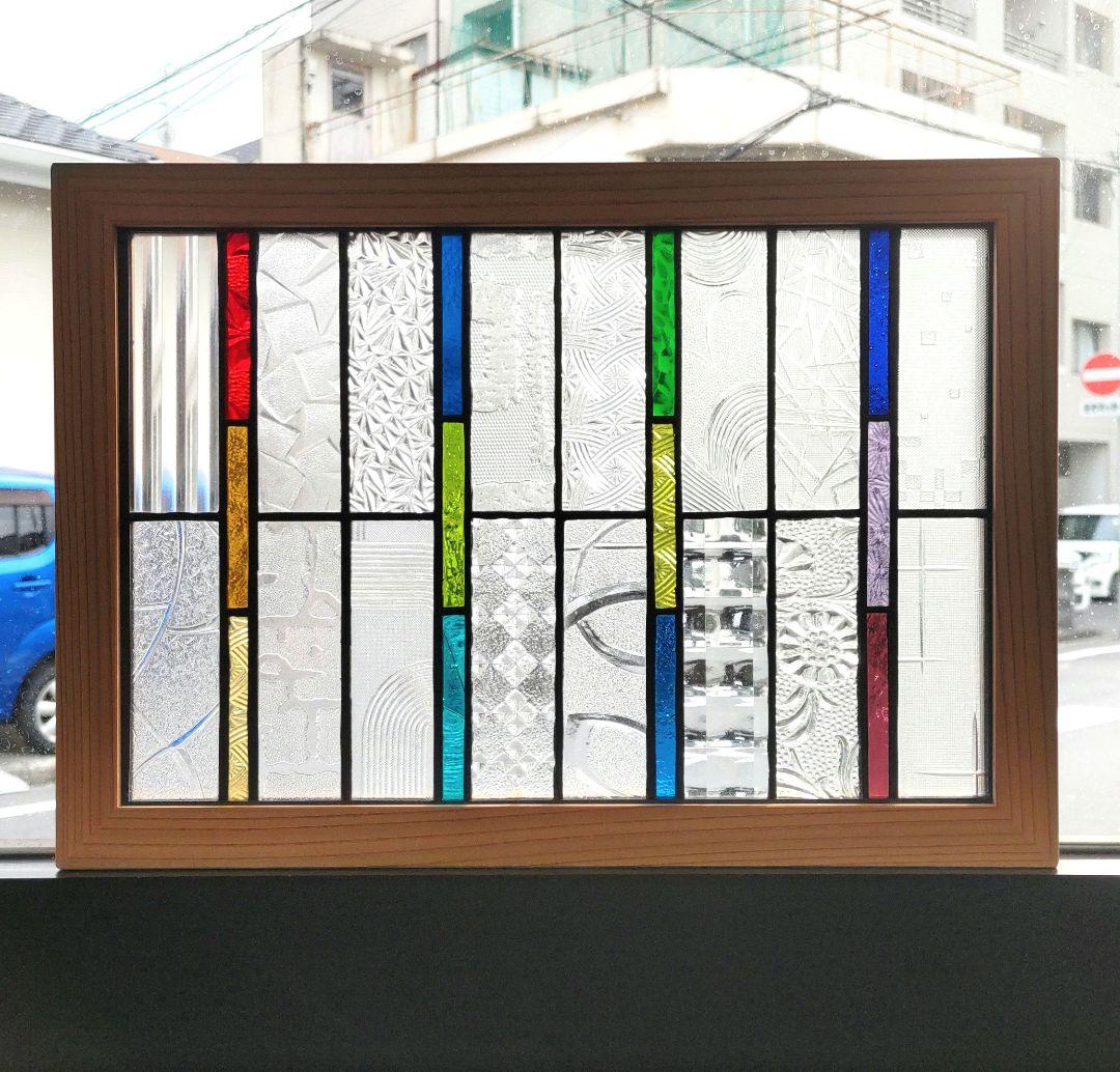 ステンドグラスパネル 「御簾」アンティーク