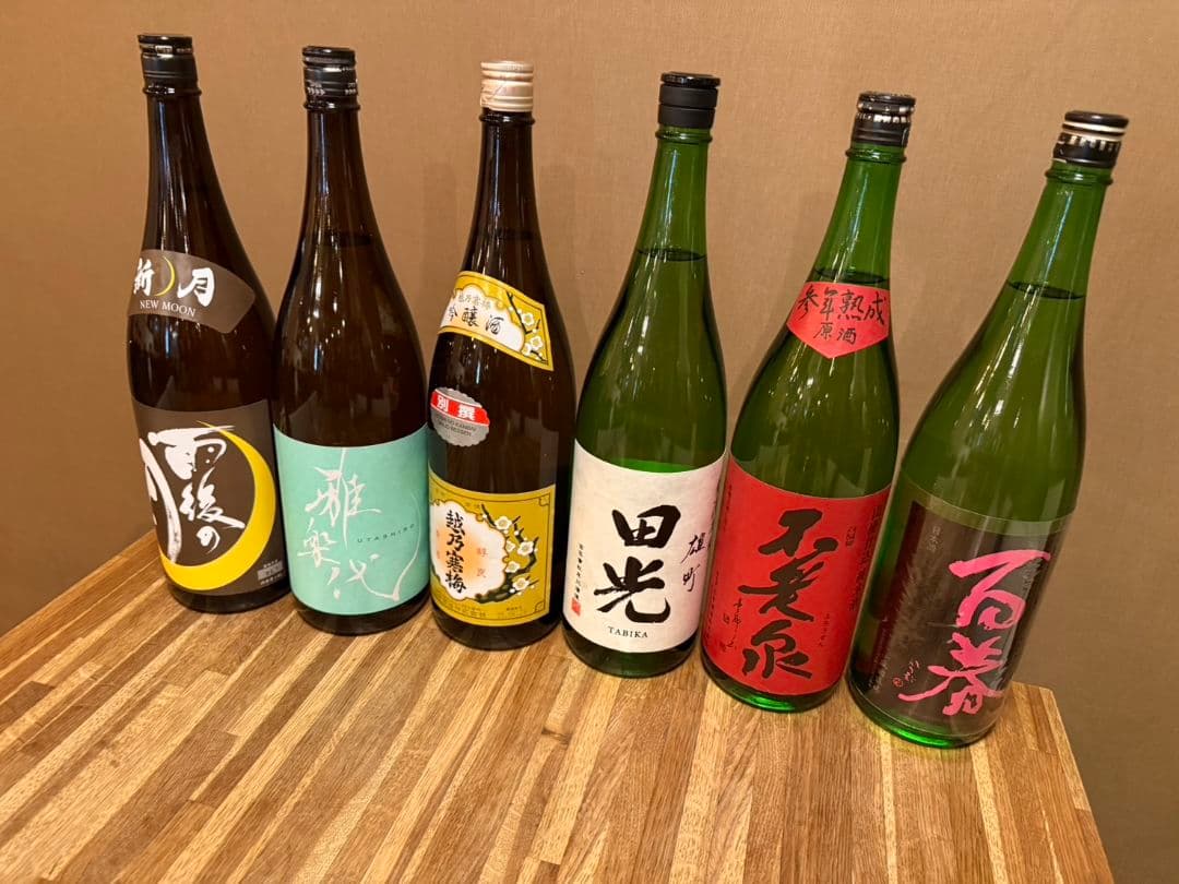 日本酒６本セット　 雨後の月、哦、越乃寒梅、たびか、不老泉、百春