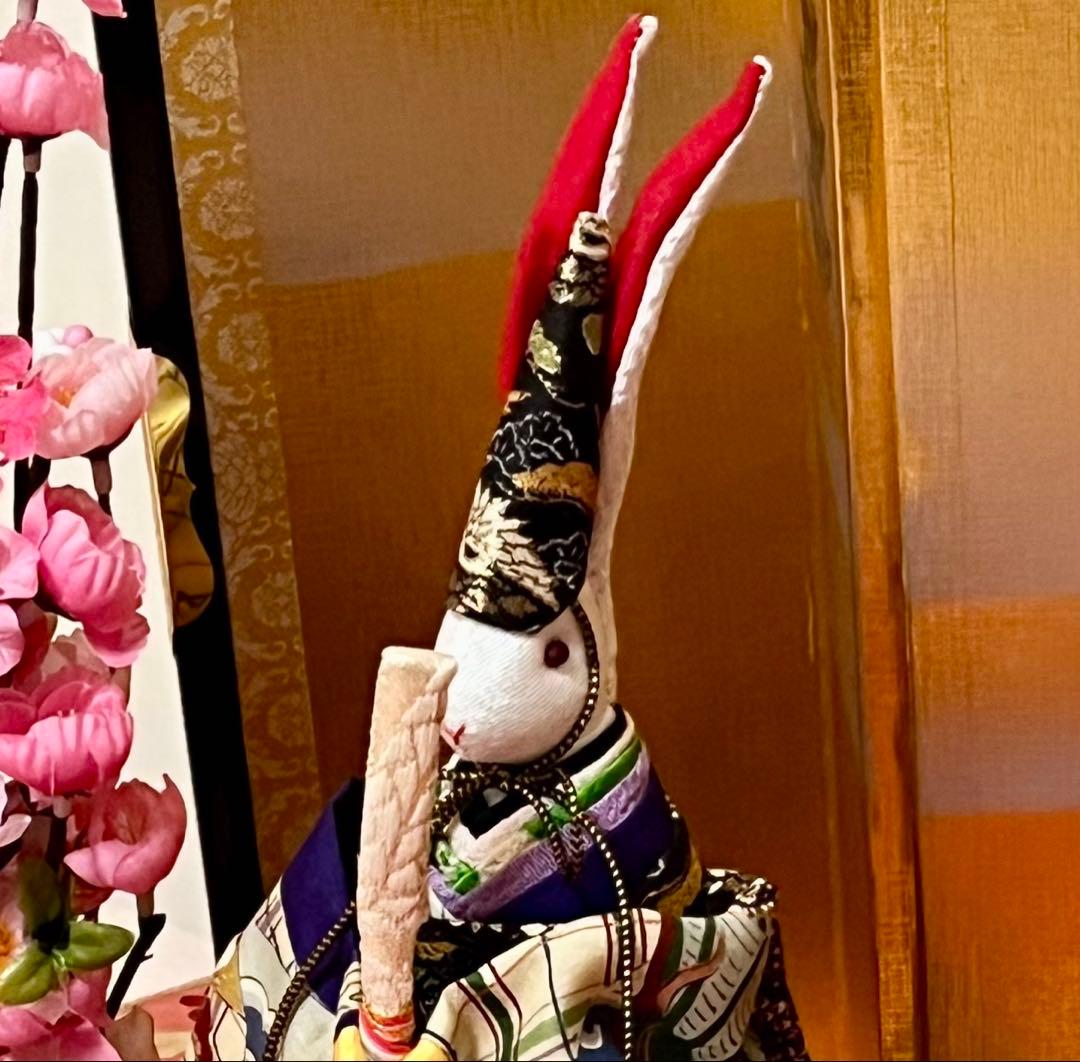 うさぎ雛人形飾り☆ひな祭り☆セット☆三人官女☆古着物再利用☆手作り☆保管品