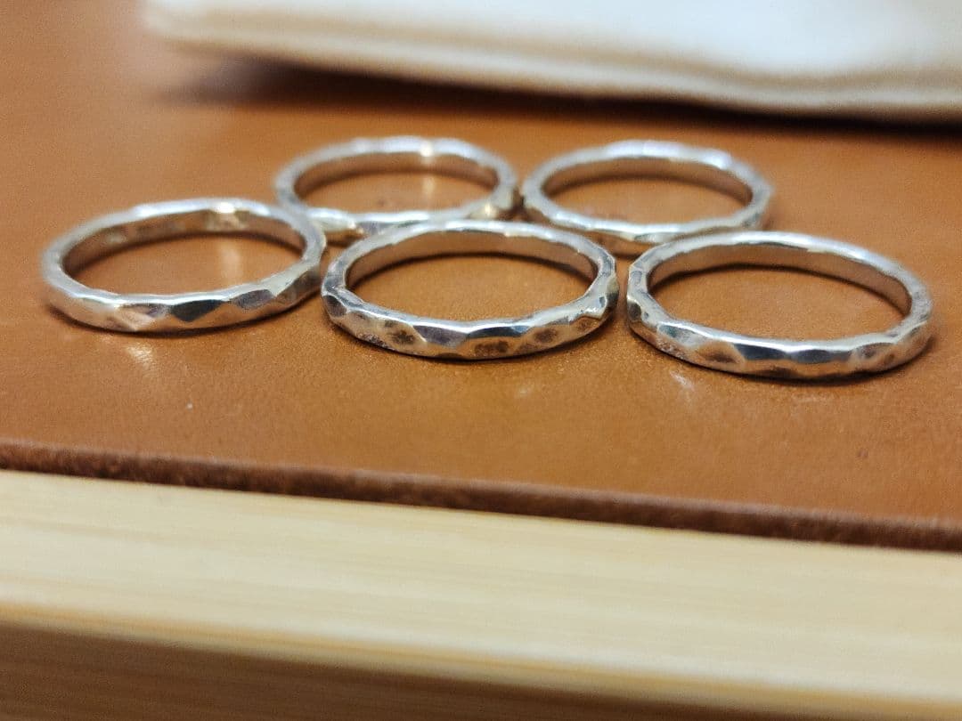 市松 silver シルバー 5連リング 16号