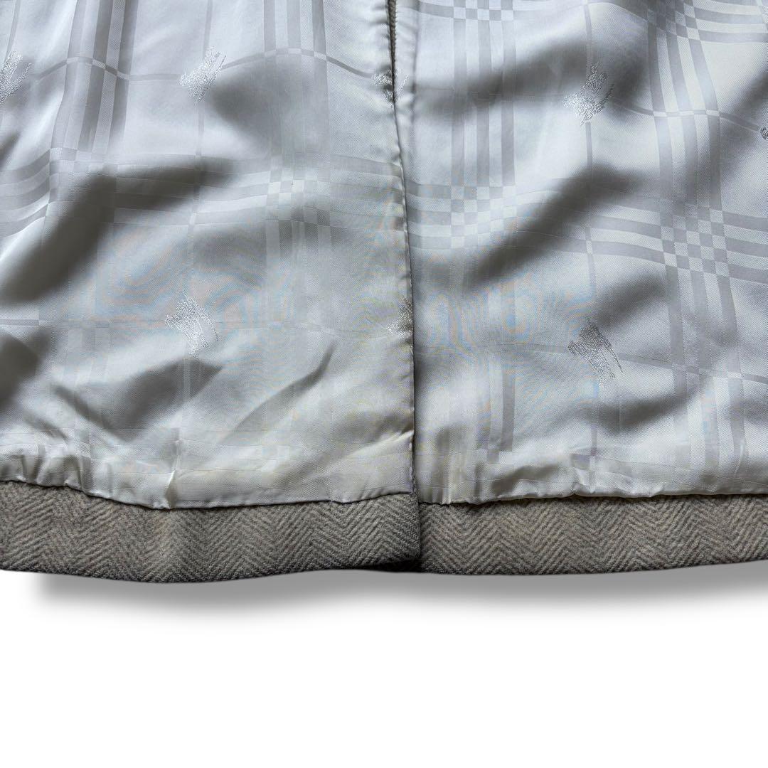 バーバリー ステンカラーコート ヘリンボーン ロング シャドーホース アイボリー