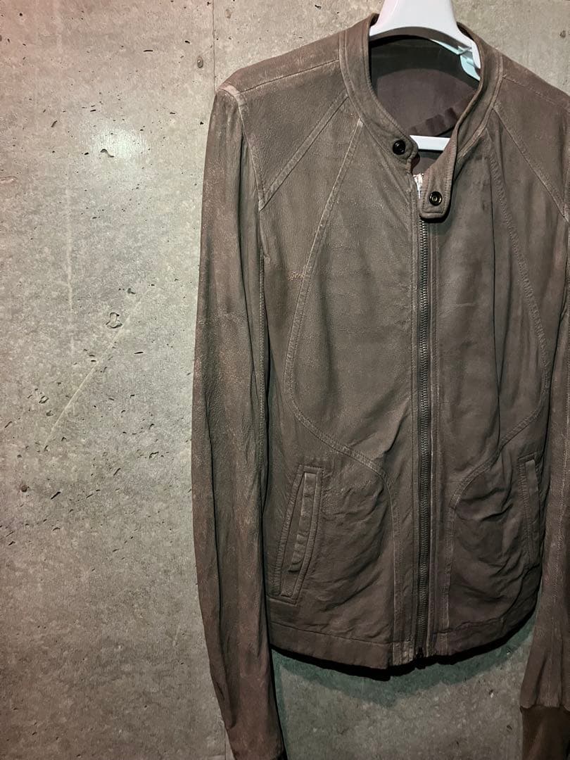 Rick Owens インターシャ シングルライダースブリスター加工 DUST