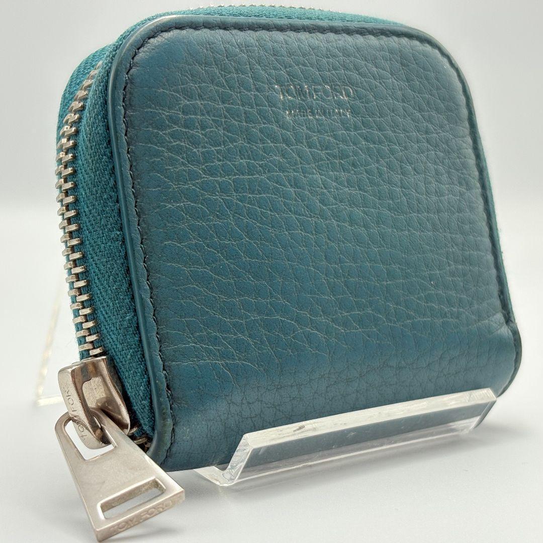 トムフォード レザー ラウンドファスナー ケース エメラルドグリーン