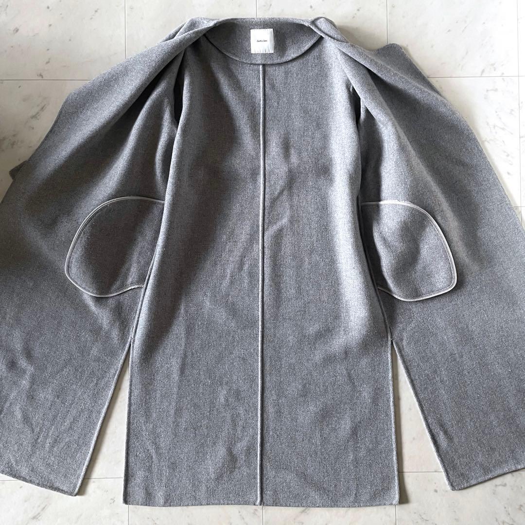 美品＊スピック＆スパン ビーバーフォールドラペルコート グレー 36 ゆったりめ