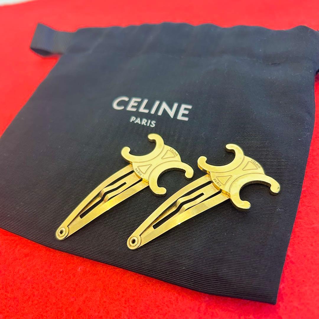 CELINE セリーヌ トリオンフ マカダム ヘアクリップ ヘアピン ピン留め