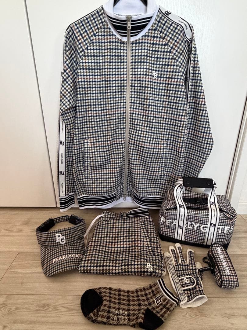 パーリーゲイツ メンズ チェック柄 ジャケット パンツ サンバイザー セット 6