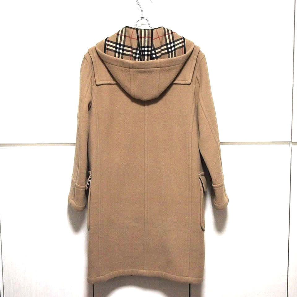 【美品★38】バーバリー ブルーレーベル　ノバチェック　ダッフルコート　キャメル