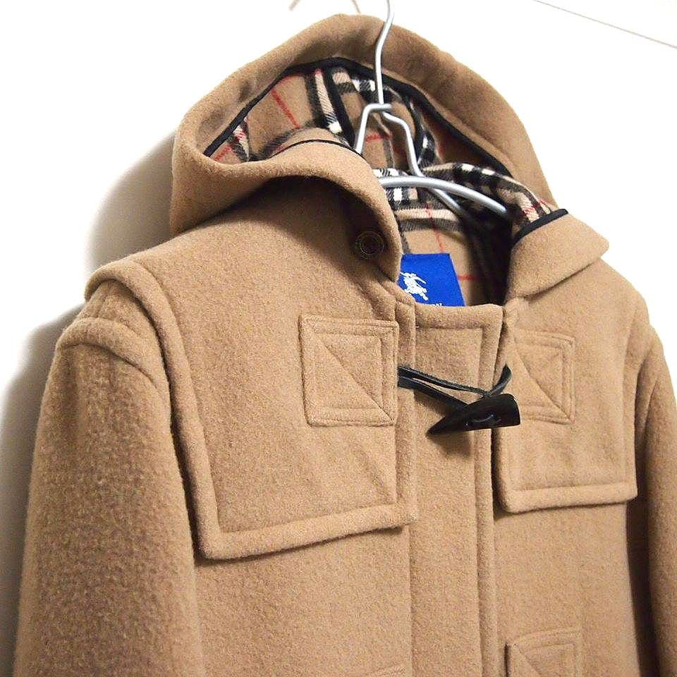 【美品★38】バーバリー ブルーレーベル　ノバチェック　ダッフルコート　キャメル