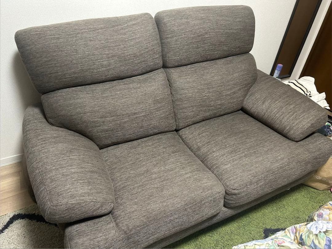 ニトリ　2人掛けソファ　チャコールグレー