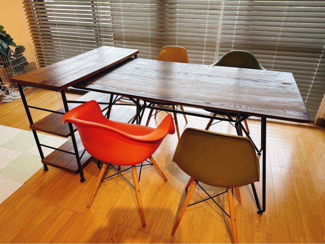 【引取り優先】木製ダイニングテーブル 椅子 シェルフセット売り