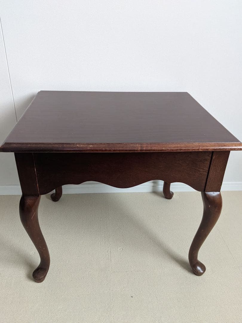 アメリカ家具 ダークブラウン木製スクエアテーブル